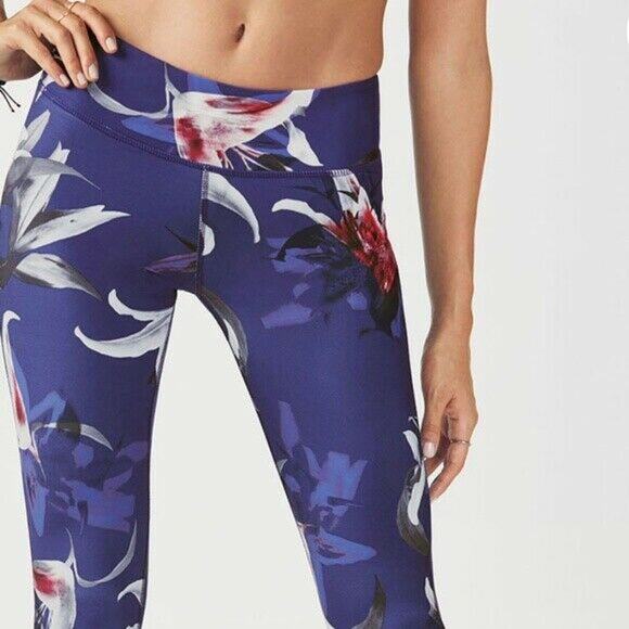 FABLETICS | sz M Women's Blue Multi Floral Print Pureluxe Full Length Leggings - Picture 2 of 5